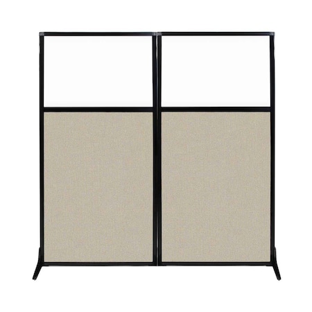 Versare Work Station Screen 66" x 70" Sand Fabric With Clear Window 1840218